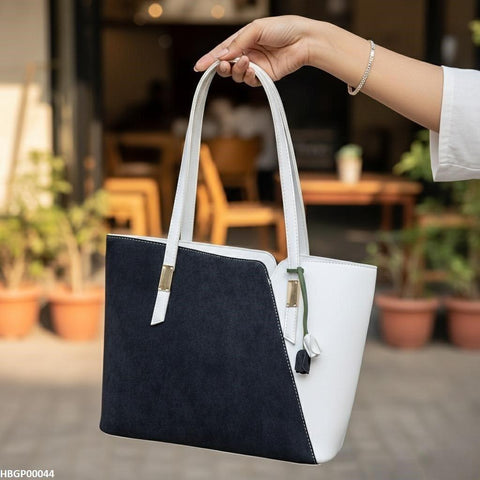 HBGP00044 Black & White Grace Tote Bag
