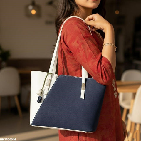 HBGP00046 Blue & White Grace Tote Bag