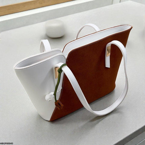 HBGP00045 Brown & White Grace Tote Bag