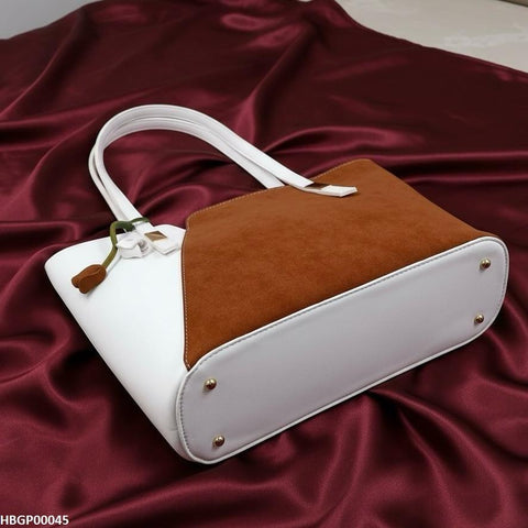 HBGP00045 Brown & White Grace Tote Bag