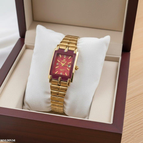 WHL00534 IWA Rectangle Red Dial Women's Watch - WHL