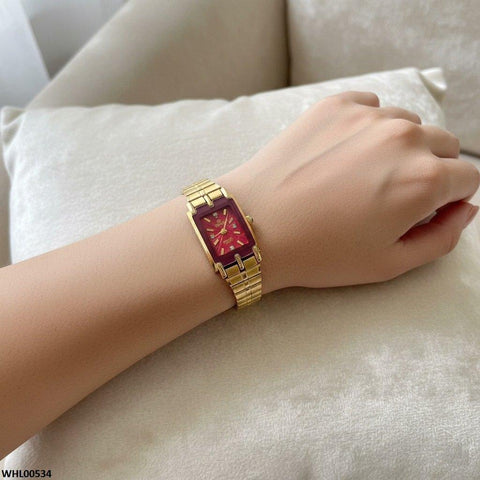 WHL00534 IWA Rectangle Red Dial Women's Watch - WHL