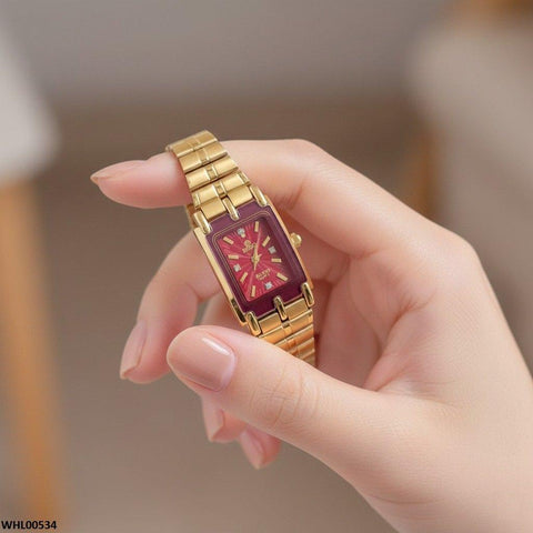 WHL00534 IWA Rectangle Red Dial Women's Watch - WHL
