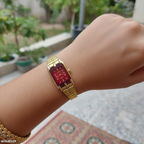 WHL00529 IWA Rectangle Red Dial Women's Watch - WHL