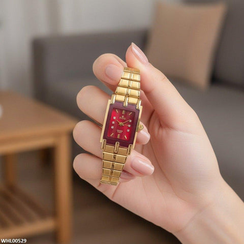 WHL00529 IWA Rectangle Red Dial Women's Watch - WHL