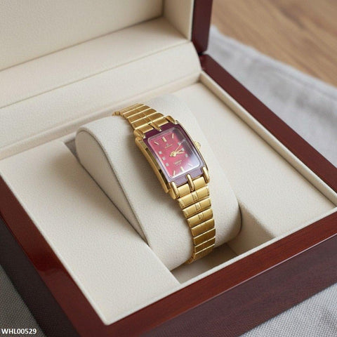 WHL00529 IWA Rectangle Red Dial Women's Watch - WHL