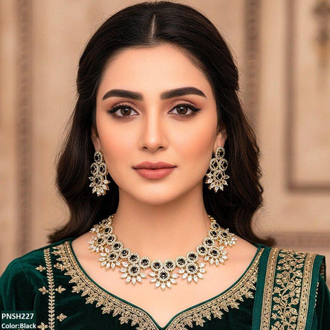 PNSH227 SDQ Round Pear Necklace Set - PNSH