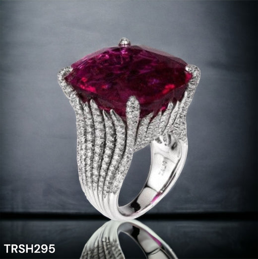 TRSH295 KYC Redish Cathedral ZIRCON Ring - TRSH