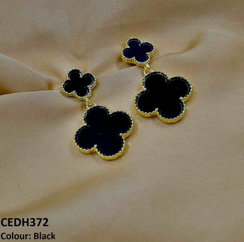 CEDH372 LSH Painted Clover Drop Earrings Pair - CEDH