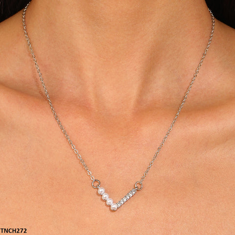 TNCH272 QWN V-Shaped Pearl Necklace - TNCH