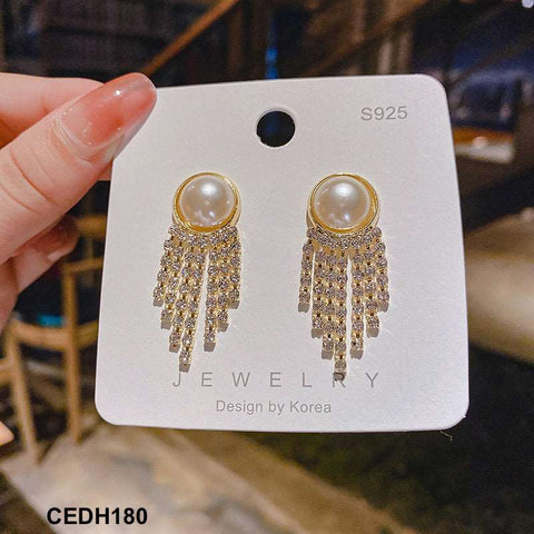 CEDH180 SIQ Pearl Tassel Drop Earrings - CEDH