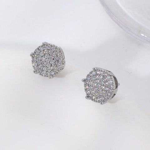 TETH00514 WKO Halo Crystal ZIRCON Stainless Steel Tops Pair - TETH