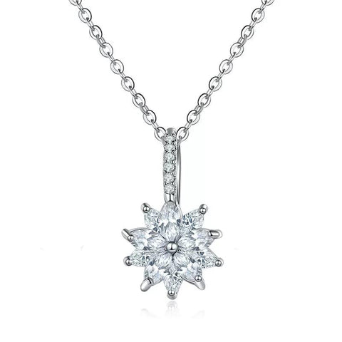 TPSH00948 WKO Stainless Steel Marquise Flower Zircon Pendant - TPSH