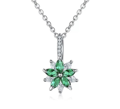 TPSH00948 WKO Stainless Steel Marquise Flower Zircon Pendant - TPSH