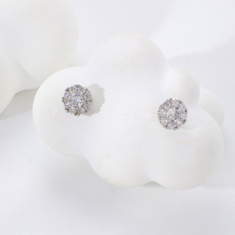 TETH00515 WKO Round ZIRCON Stone Stainless Steel Tops Pair - TETH