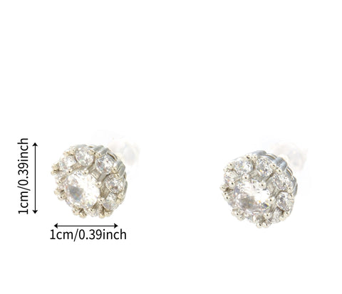 TETH00515 WKO Round ZIRCON Stone Stainless Steel Tops Pair - TETH