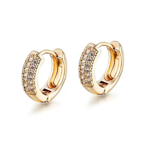 TEHH00503 WKO Stainless Steel Round Zircon Stone Ear Hoops Pair - TEHH