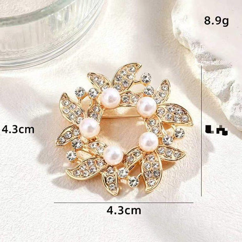 BRHH00123 XST Pearl wreath Zircon Broach - BRHH