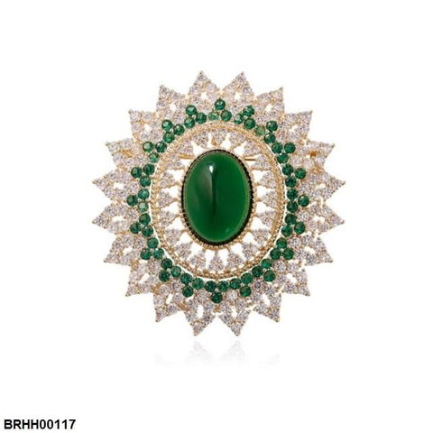 BRHH00117 XST Oval Flower Zircon Broach - BRHH