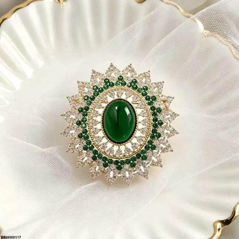 BRHH00117 XST Oval Flower Zircon Broach - BRHH