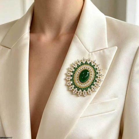 BRHH00117 XST Oval Flower Zircon Broach - BRHH