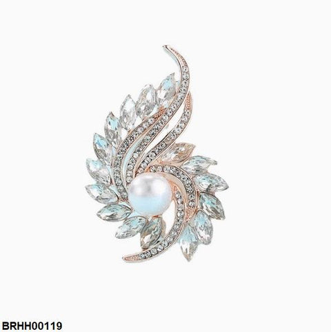 BRHH00119 XST Pearl Rhinestone Zircon Broach - BRHH