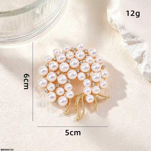 BRHH00120 XST Pearl Round Zircon Broach - BRHH