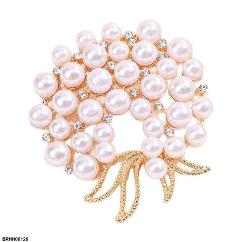 BRHH00120 XST Pearl Round Zircon Broach - BRHH
