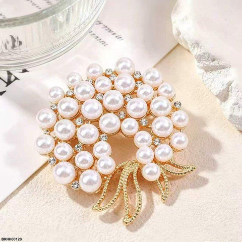 BRHH00120 XST Pearl Round Zircon Broach - BRHH