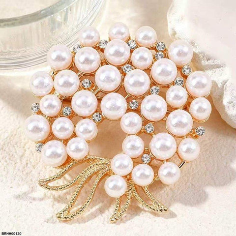 BRHH00120 XST Pearl Round Zircon Broach - BRHH