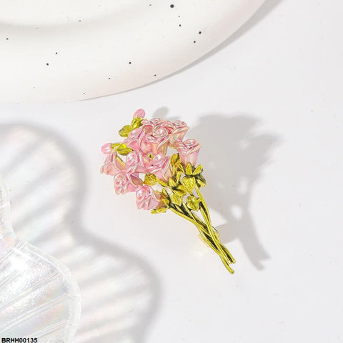 BRHH00135 XST Pink Rose Bouquet Broach - BRHH