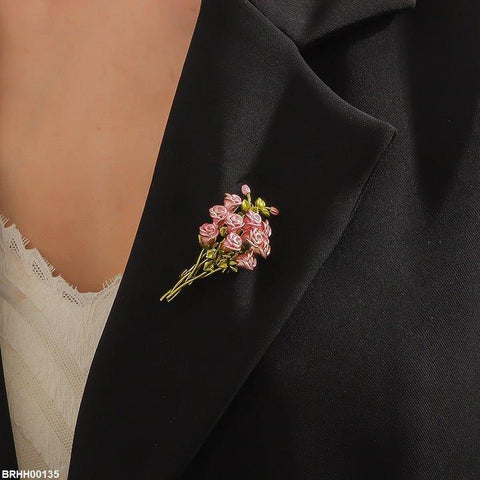 BRHH00135 XST Pink Rose Bouquet Broach - BRHH