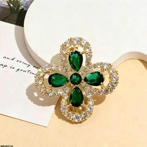 BRHH00136 XST Floral Flower Zircon Broach - BRHH