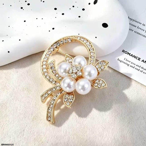 BRHH00125 XST Ribbon/Retro Pearl Flower Zircon Broach - BRHH