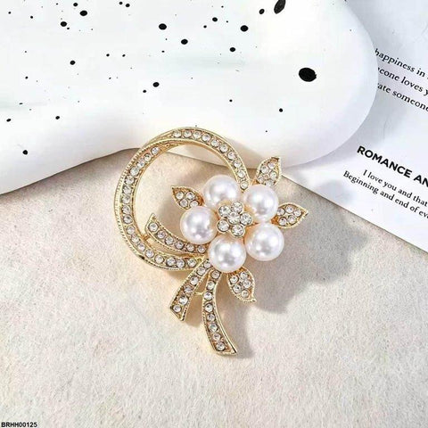 BRHH00125 XST Ribbon/Retro Pearl Flower Zircon Broach - BRHH