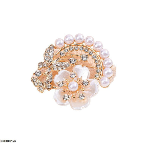 BRHH00126 XST Butterfly/Pearl Flower Zircon Broach - BRHH