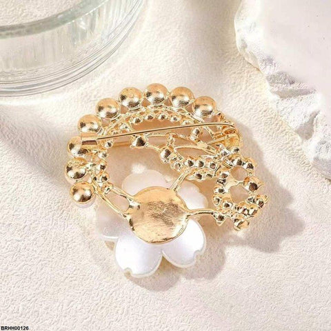 BRHH00126 XST Butterfly/Pearl Flower Zircon Broach - BRHH