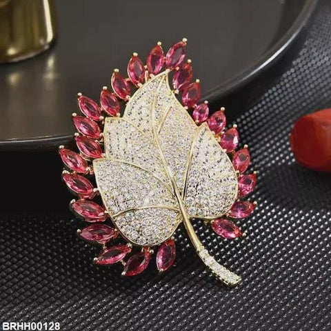 BRHH00128 XST Maple Leaf Zircon Broach - BRHH