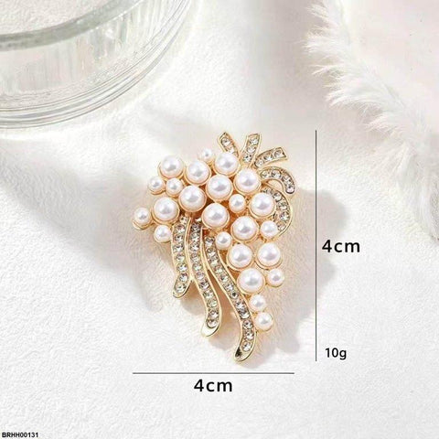 BRHH00131 XST Pearl Flower Zircon Broach - BRHH
