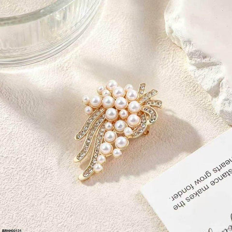 BRHH00131 XST Pearl Flower Zircon Broach - BRHH