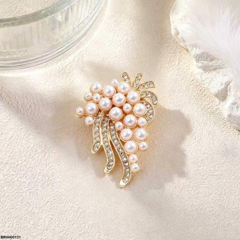 BRHH00131 XST Pearl Flower Zircon Broach - BRHH