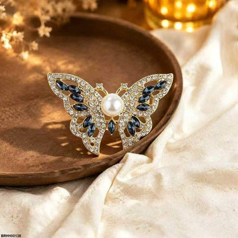 BRHH00138 XST Pearl Butterfly Zircon Broach - BRHH