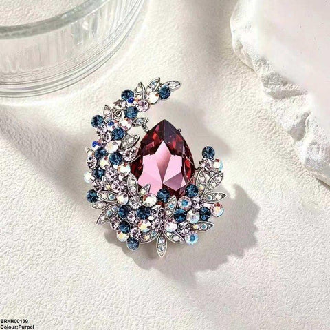 BRHH00139 XST Tear Flower Zircon Broach - BRHH