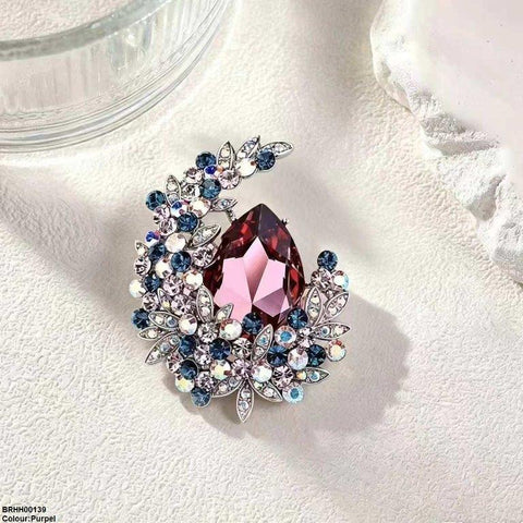 BRHH00139 XST Tear Flower Zircon Broach - BRHH
