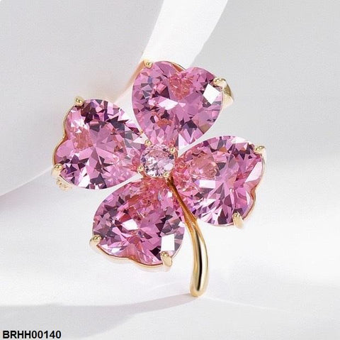 BRHH00140 XST Heart Flower Zircon Broach - BRHH
