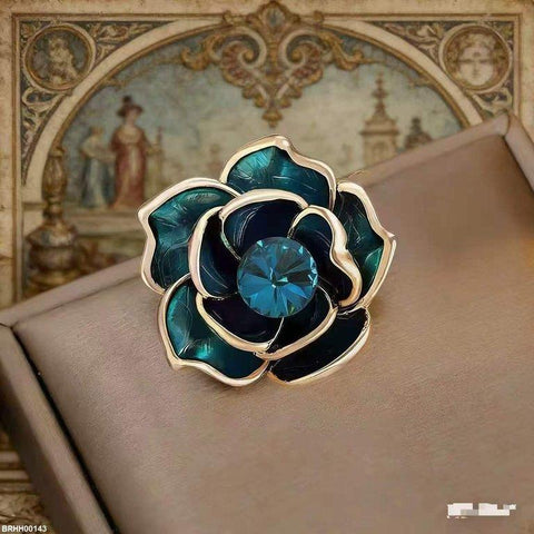 BRHH00143  XST Blue Rose Zircon Broach - BRHH