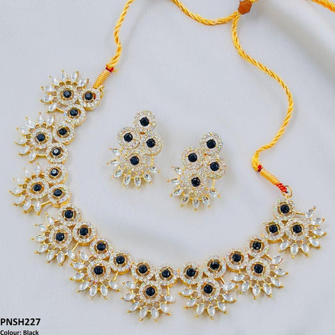 PNSH227 SDQ Round Pear Necklace Set - PNSH