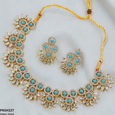 PNSH227 SDQ Round Pear Necklace Set - PNSH