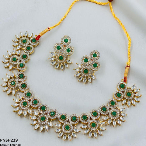 PNSH227 SDQ Round Pear Necklace Set - PNSH