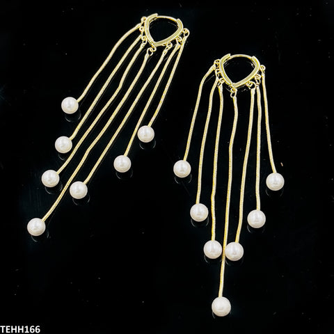 TEHH166 YQG Pearl Drop Hoops Pair - CEHH